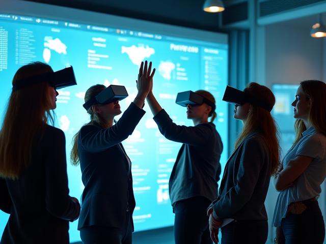 Екип, който си сътрудничи във VR състезание